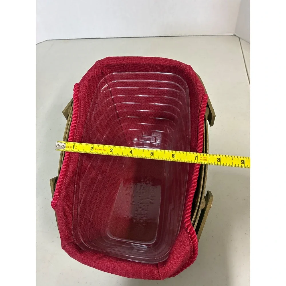 Longaberger 2008 Slanted Basket Green Red Liner Plastic Protector Signed ASM